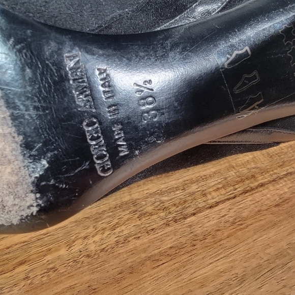 GIORGIO ARMANI black suede heel boots booties 38.5 - Picture 16 of 17